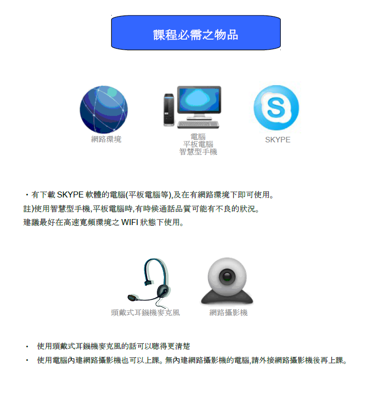 課程必需之物品